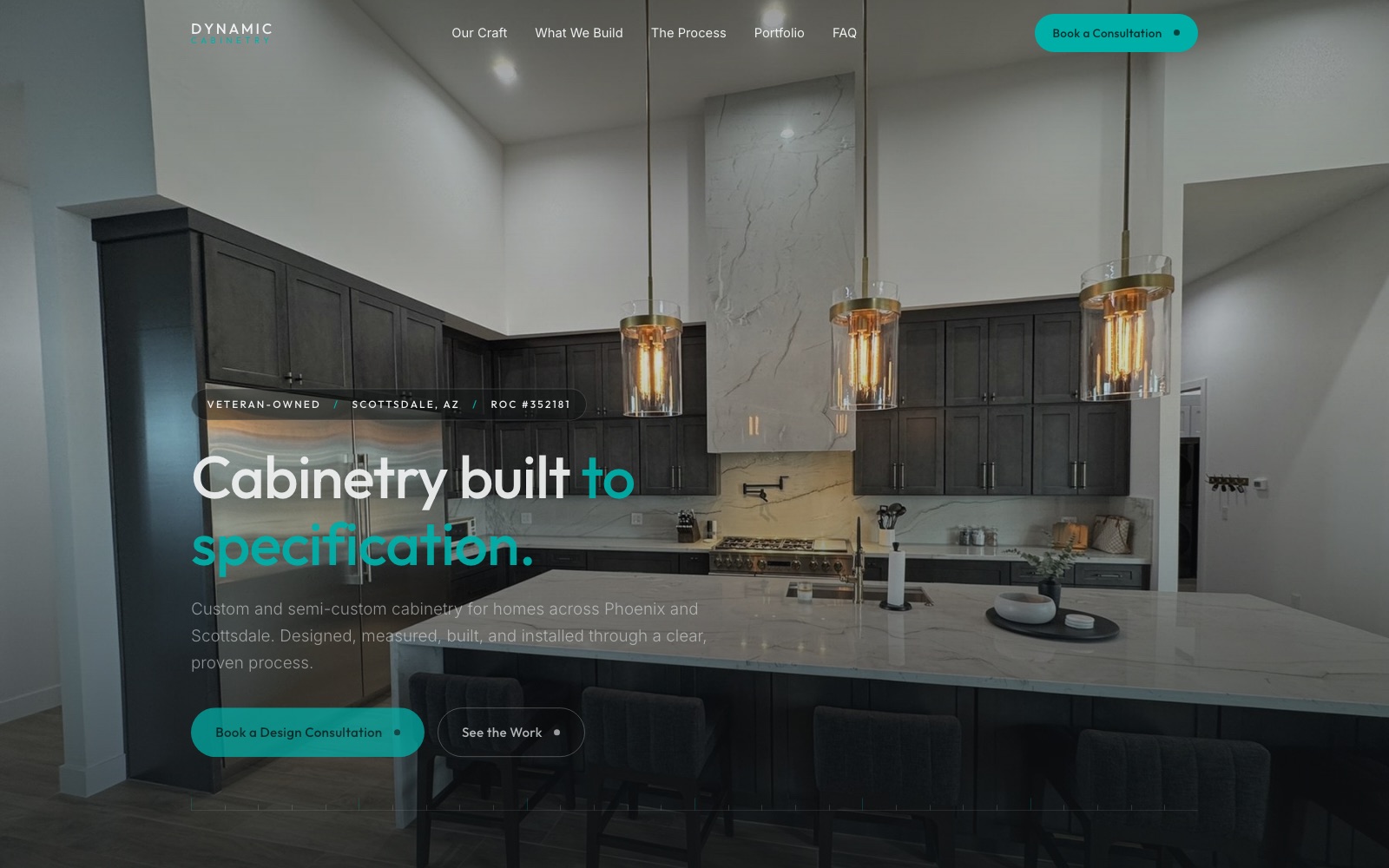 The new Dynamic Cabinetry homepage concept