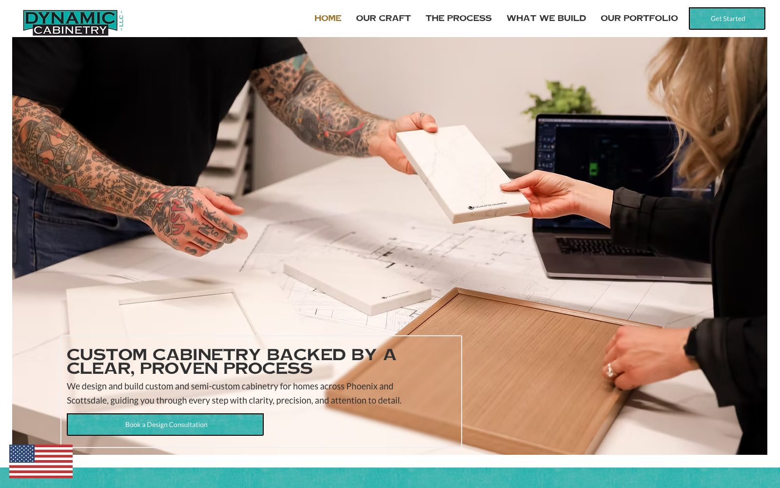 The current dynamiccabinetry.com homepage
