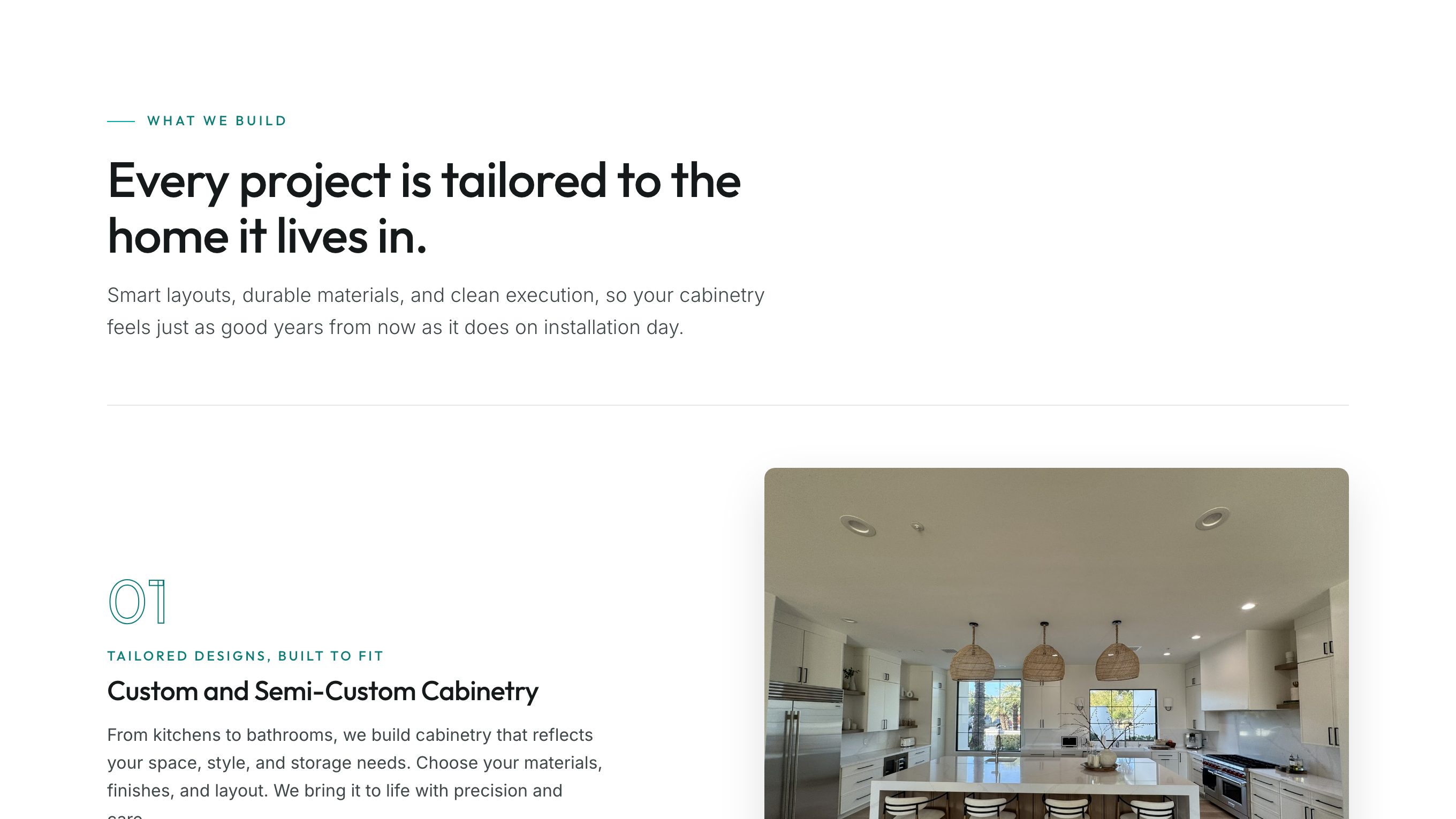 The services section of the new homepage